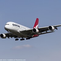 Buy canvas prints of Qantas Airbus A380-842  by David Pyatt