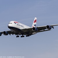 Buy canvas prints of British Airways Airbus A380 by David Pyatt