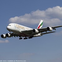 Buy canvas prints of Emirates Airbus A380-861  by David Pyatt