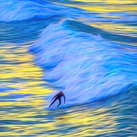 Buy canvas prints of Newquay Surfer Art by David Pyatt