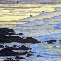 Buy canvas prints of Newquay Beach Seascape Panorama by David Pyatt