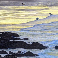 Buy canvas prints of Cornish Beach Sunset  by David Pyatt