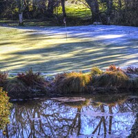 Buy canvas prints of Frosty Morning Golf Green  by David Pyatt