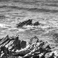 Buy canvas prints of Cornwall Rocks Breaking Waves by David Pyatt