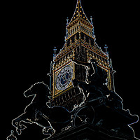Buy canvas prints of Big Ben and Boudica Statue by David Pyatt