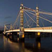 Buy canvas prints of Albert Bridge London night view by David Pyatt