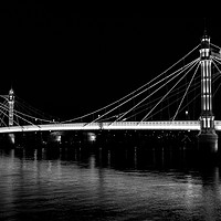 Buy canvas prints of Albert Bridge London night view by David Pyatt