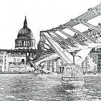 Buy canvas prints of Millenium Bridge and St Pauls by David Pyatt