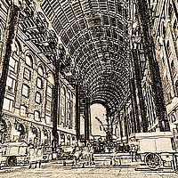 Buy canvas prints of Hays Galleria London Sketch by David Pyatt