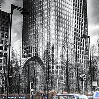 Buy canvas prints of Taxi at Canary Wharf by David Pyatt