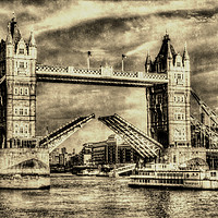 Buy canvas prints of Tower Bridge London Vintage by David Pyatt