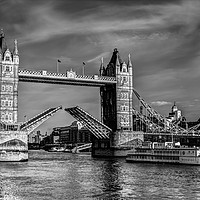 Buy canvas prints of Tower Bridge London opening by David Pyatt