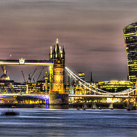 Buy canvas prints of Tower Bridge and the walkie talkie by David Pyatt