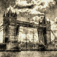 Buy canvas prints of  Tower Bridge Vintage by David Pyatt
