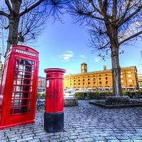 Buy canvas prints of  Red Post Box Phone box Londo by David Pyatt