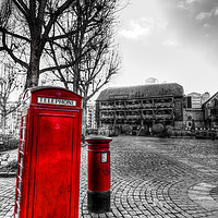 Buy canvas prints of  Red Post Box Phone box London by David Pyatt