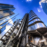 Buy canvas prints of The Lloyd's of London Cheesegrater and Willis Grou by David Pyatt