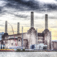 Buy canvas prints of  Battersea Power Station London Snow by David Pyatt