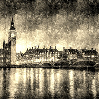 Buy canvas prints of Westminster Bridge and Big Ben Vintage  by David Pyatt