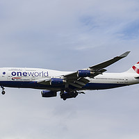 Buy canvas prints of One World Boeing 747 by David Pyatt