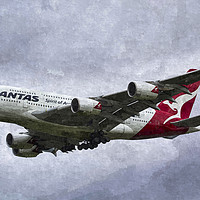 Buy canvas prints of Qantas Airbus A380 Art by David Pyatt