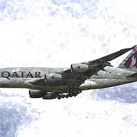 Buy canvas prints of Qatar Airlines Airbus A380 Art by David Pyatt