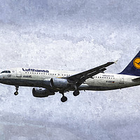 Buy canvas prints of Lufthansa Airbus A320 Art by David Pyatt