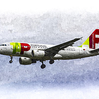 Buy canvas prints of Air Portugal Airbus A319 Art by David Pyatt