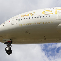 Buy canvas prints of Etihad Airlines Airbus A380 by David Pyatt