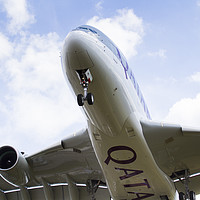 Buy canvas prints of Qatar Airlines Airbus A380 by David Pyatt
