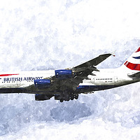 Buy canvas prints of British Airways Airbus A380 Art by David Pyatt