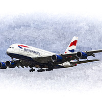 Buy canvas prints of British Airways Airbus A380 Art by David Pyatt
