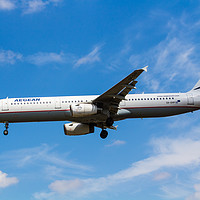 Buy canvas prints of Aegean Airlines Airbus A321 by David Pyatt