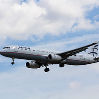 Buy canvas prints of Aegean Airlines Airbus A321 by David Pyatt