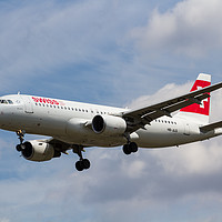 Buy canvas prints of Swiss Airlines Airbus A320 by David Pyatt