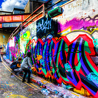 Buy canvas prints of Leake Street Graffiti Artists by David Pyatt
