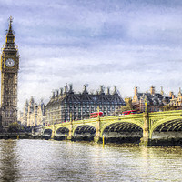 Buy canvas prints of Westminster Bridge and London Buses Art by David Pyatt