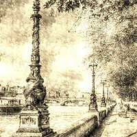 Buy canvas prints of River Thames Path Vintage by David Pyatt