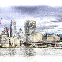 Buy canvas prints of City of London and River Thames Snow Art by David Pyatt