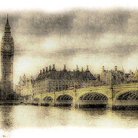 Buy canvas prints of Westminster Bridge Vintage by David Pyatt