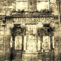 Buy canvas prints of The Grapes Pub London Vintage by David Pyatt