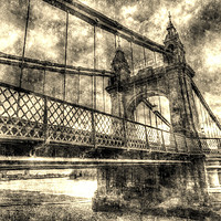 Buy canvas prints of Hammersmith Bridge London Vintage by David Pyatt