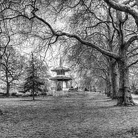 Buy canvas prints of The Pagoda Battersea Park London by David Pyatt