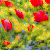 Buy canvas prints of English Summer Flowers Pastel Art by David Pyatt