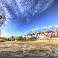 Buy canvas prints of West Ham FC Stadium And The Arcelormittal Orbit  by David Pyatt