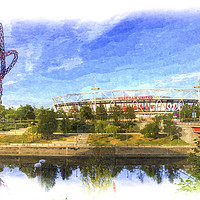Buy canvas prints of West Ham FC  Stadium And The Arcelormittal Orbit A by David Pyatt