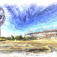 Buy canvas prints of West Ham FC  Stadium And The Arcelormittal Orbit   by David Pyatt