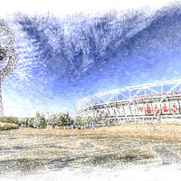 Buy canvas prints of West Ham Olympic Stadium And The Arcelormittal Orb by David Pyatt