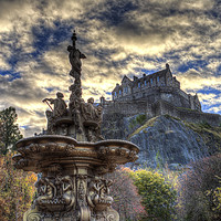 Buy canvas prints of Ross Fountain And Edinburgh Castle by David Pyatt