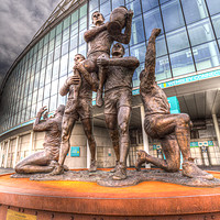 Buy canvas prints of Rugby League Legends statue Wembley stadium by David Pyatt